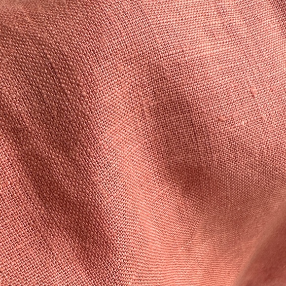 Babydoll Linen Coral Dress with Pockets - Picture 4 of 5
